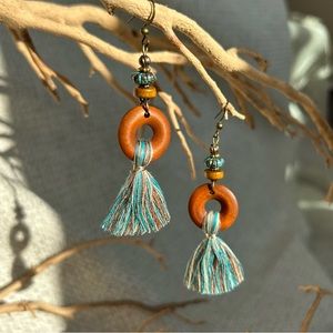 Wood Ring Tassel Lightweight Earrings